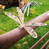 Rust-Colored Metal Dragonfly Garden Statue