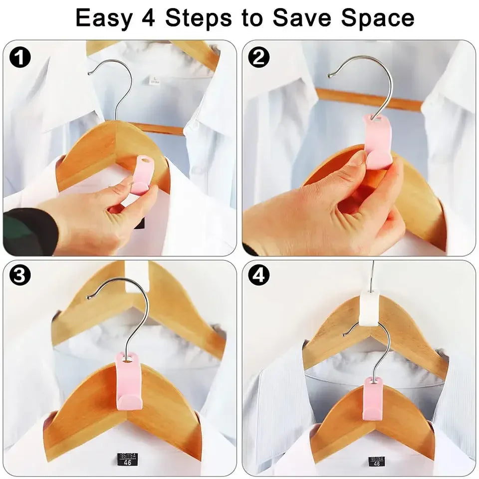 Space-Saving Hanger Connector Hooks for Closet Organization