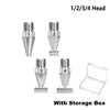 A set of four stainless steel diamond painting pen tips with screw-on handles and a storage box.
