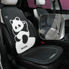 Black car seat cover set featuring a panda design on the headrest pillow and matching seat cover.