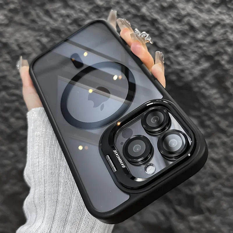 Luxury Magnetic Shockproof Phone Case with Kickstand and Lens Protection