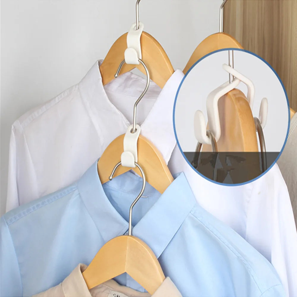 Space-Saving Hanger Connector Hooks for Closet Organization