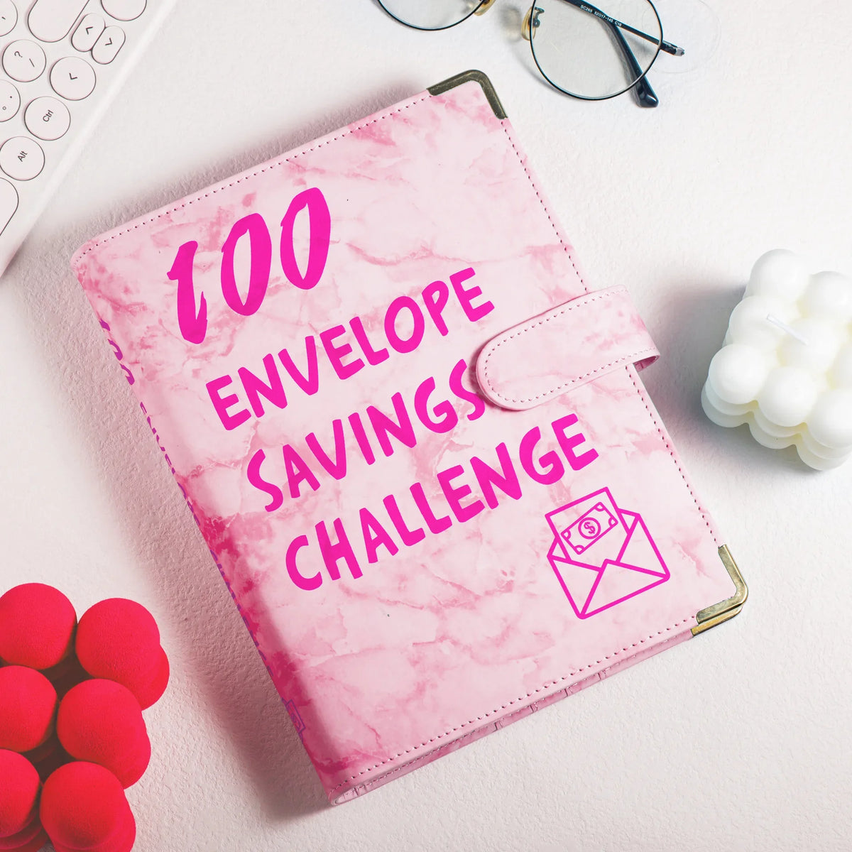 Marble A5 Savings Challenge Binder with 100 Cash Envelopes