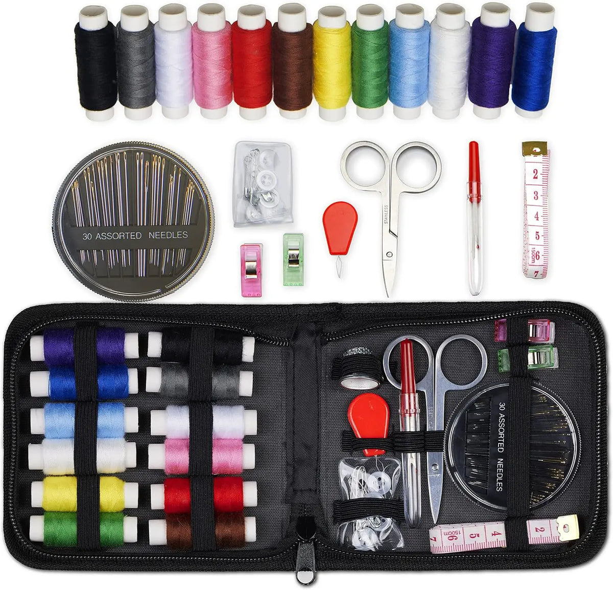 Compact Travel Sewing Kit with Zippered Organizer