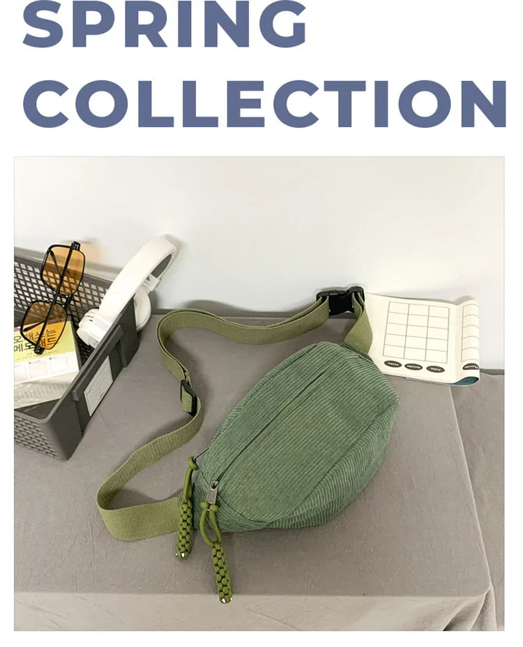 Corduroy Waist Pack for Women – Versatile Crossbody & Shoulder Bag