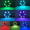 Various colored USB LED light boards demonstrating different illumination colors like green, blue, purple, and red.