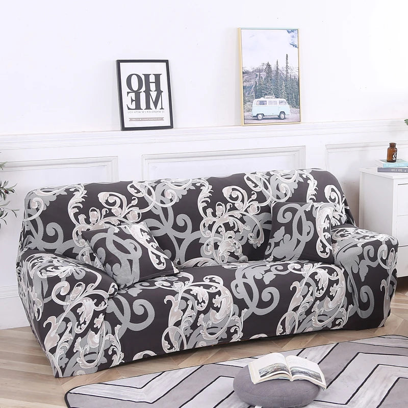 Stretch Floral Sofa Cover with Anti-Slip Grip