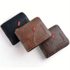 Men's Waxed Leather Card Holder Wallet with Zipper Coin Pocket