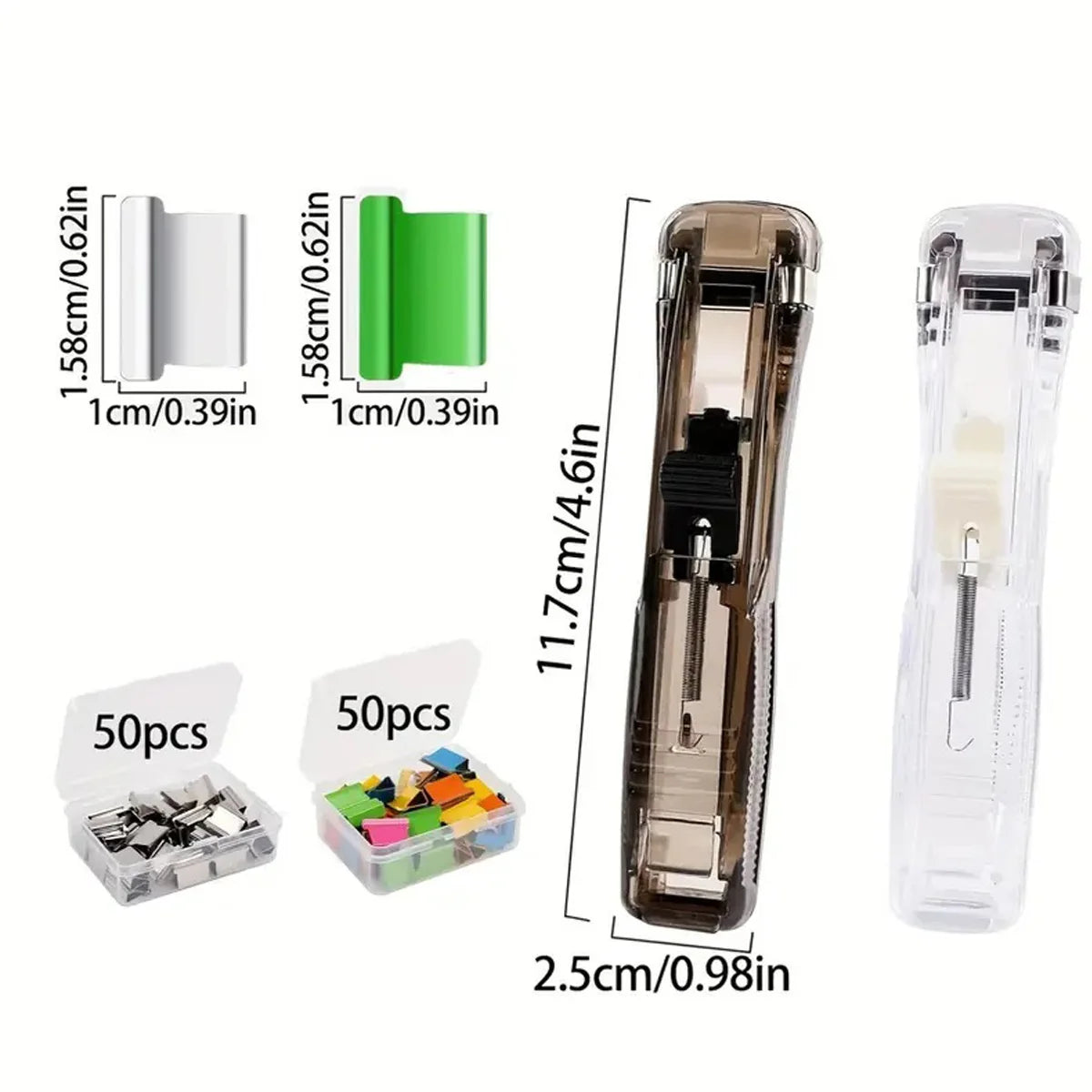Clip Pusher Stapler with Binder Clips (2-Pack)