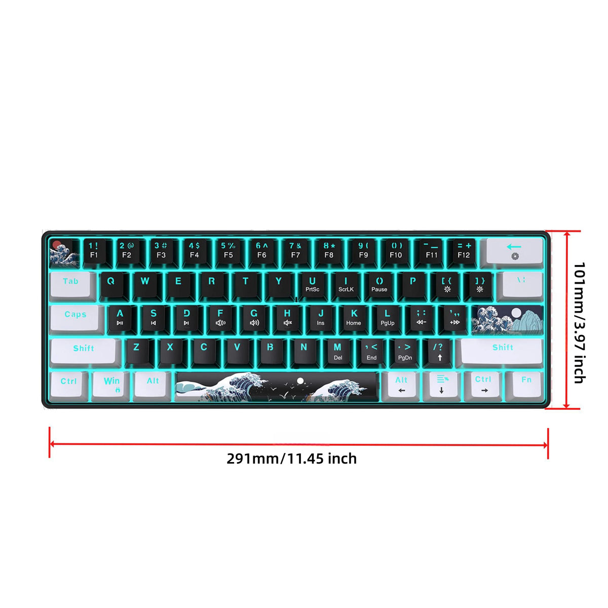 Compact 61-Key Mechanical Gaming Keyboard with Blue Switches