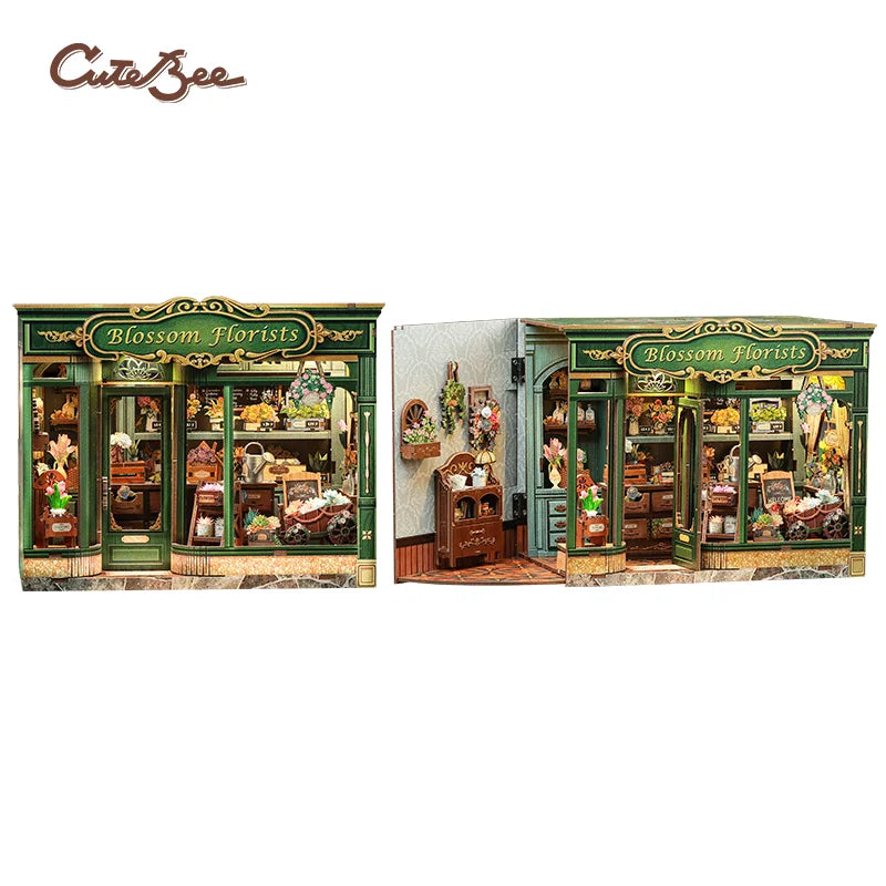 Book Nook DIY Wooden Miniature Kit with LED Lighting