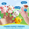 Finger puppet friends set featuring pink pig, white bear, and yellow animal for play and recognition