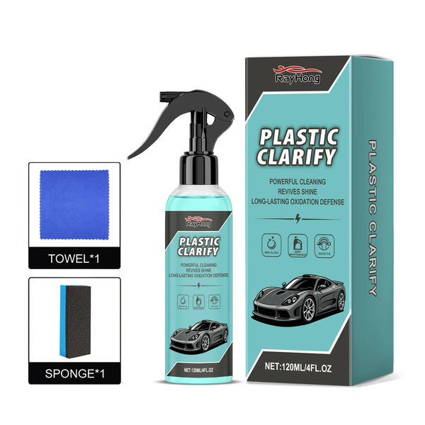Bouteille de produit de restauration plastique automobile, épumée avec une éponge et une boîte.