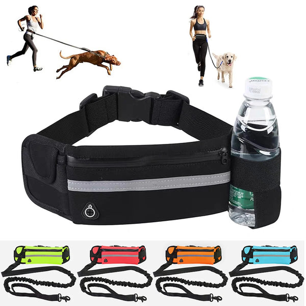 Hands-Free Reflective Dog Leash with Waist Pouch