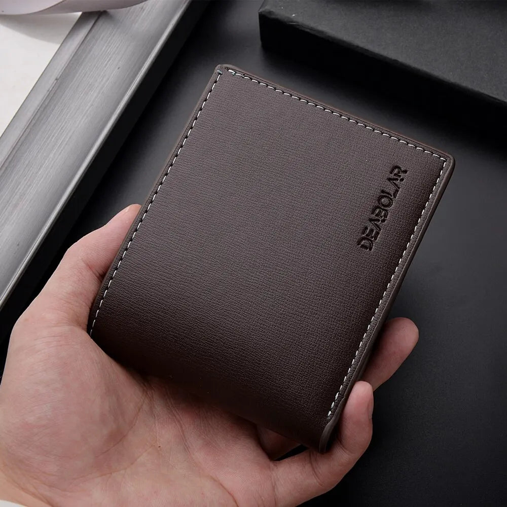 Slim PU Leather Folding Wallet with Card Holder