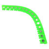 A curved strip of bright green magnetic dry grinding protective strips for auto body work.