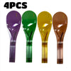 Four colored mattress lifter wedge tools in purple, green, yellow, and brown.