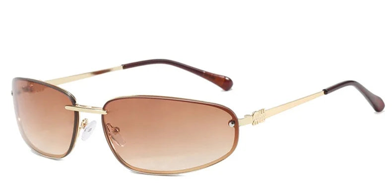 Oval Frameless Sunglasses with Gradient Lenses