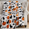 Black Bat Print Flannel Blanket