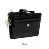 Black RFID shielded women's bi-fold credit card wallet with gold hardware
