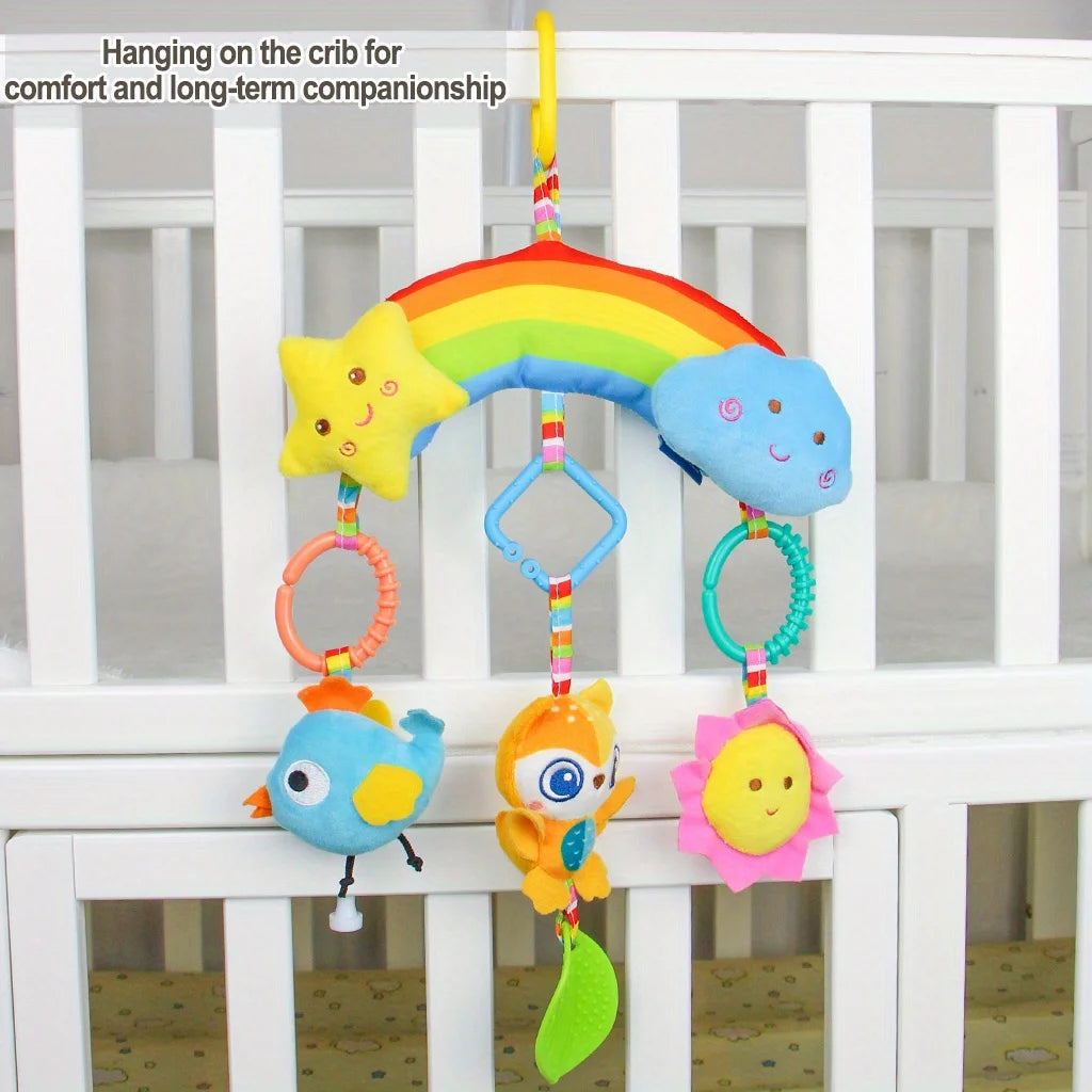 Rainbow Plush Car Hanging Toy with Jingle Bell