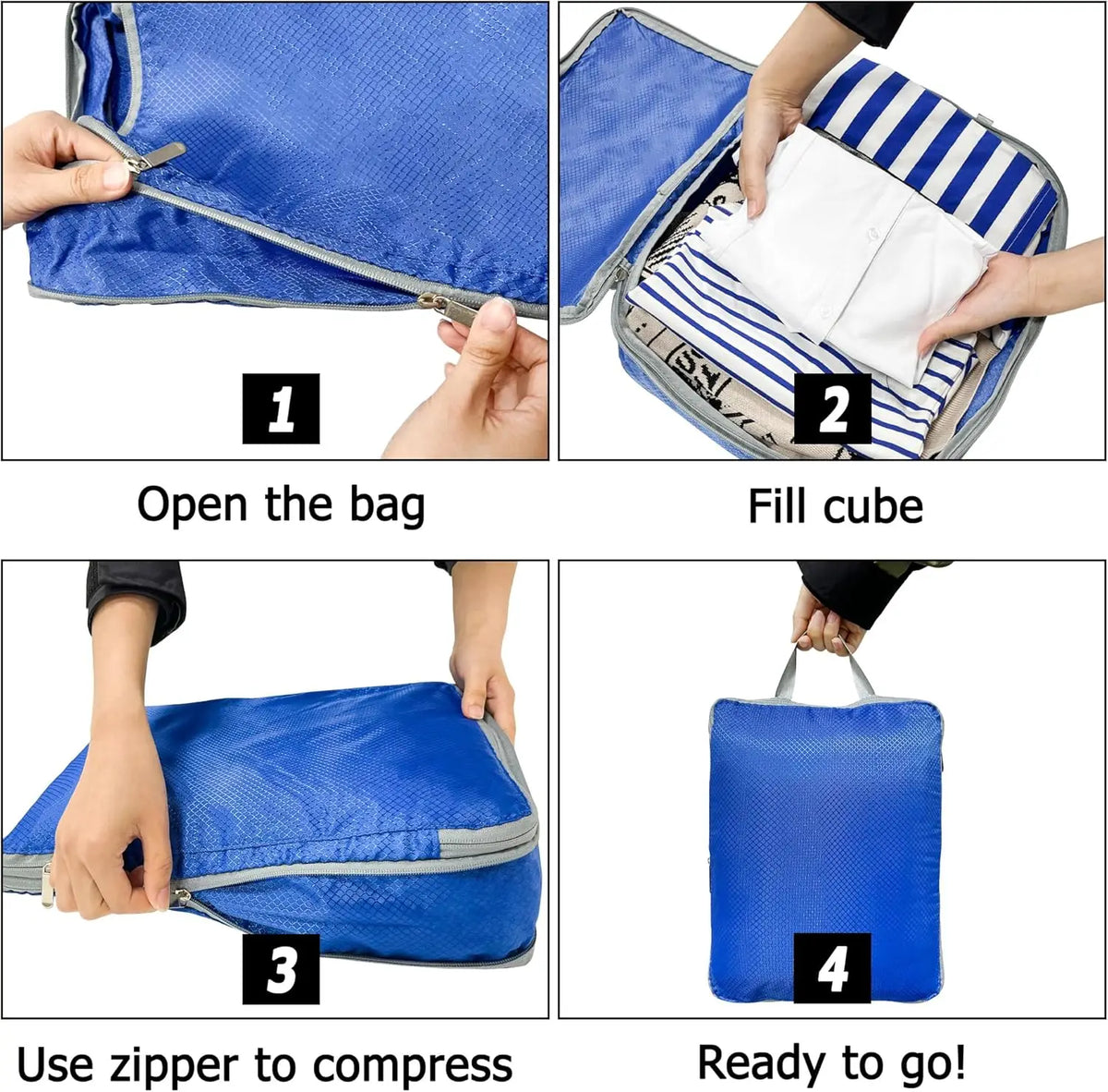 Travel Packing Cubes Set with Compression Zippers