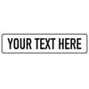 Blank rectangular metal sign template with the text YOUR TEXT HERE for customization