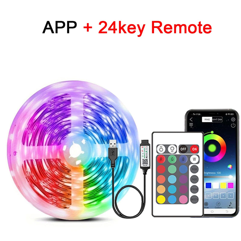 RGB LED Strip Lights with Music Sync & Remote Control