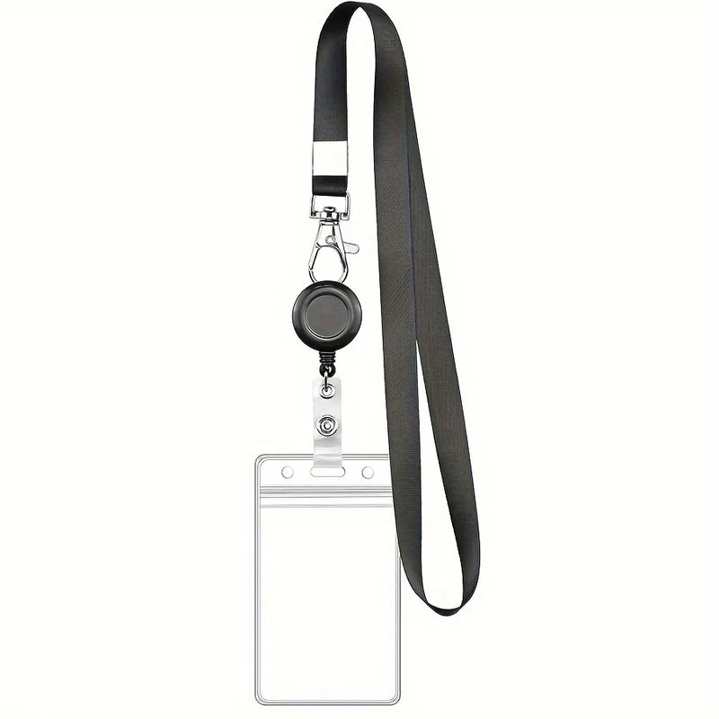 Black Retractable Badge Reel with Card Holder