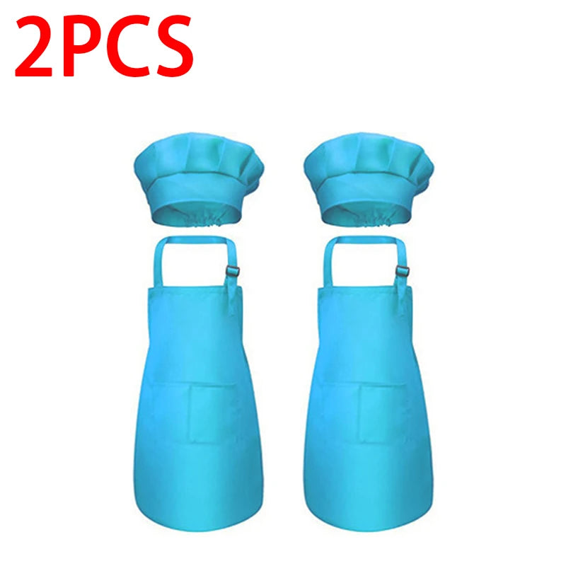 Kids' Chef Apron and Hat Set – Waterproof Cooking & Painting Smock for Boys and Girls