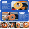 Step-by-step instructions showing how to use a 4-in-1 cotton polishing wheel set on an angle grinder.