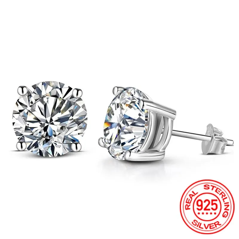 8mm D-Color Moissanite Stud Earrings in 925 Sterling Silver