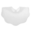 A white soft cotton baby bib in a bandana style for newborns.