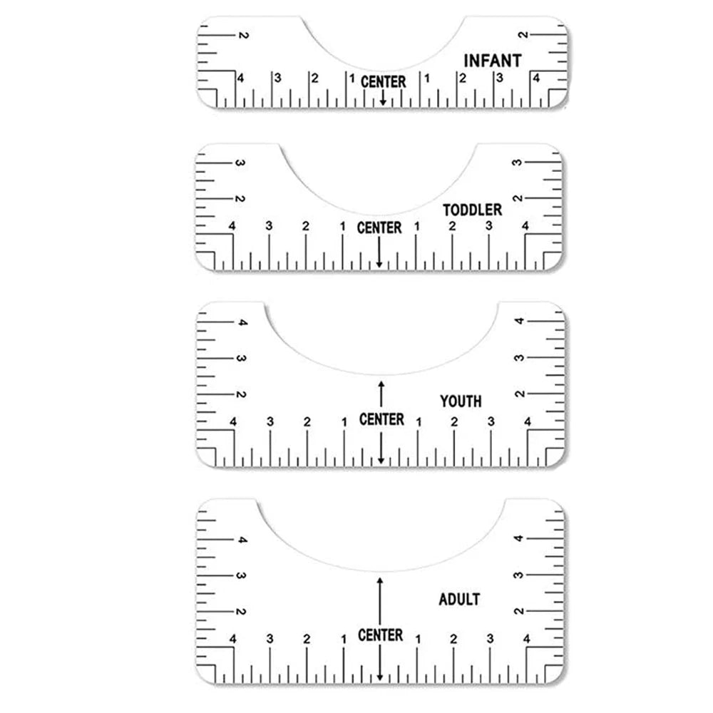 T-Shirt Alignment Ruler Set with Size Guide for Perfect Placement