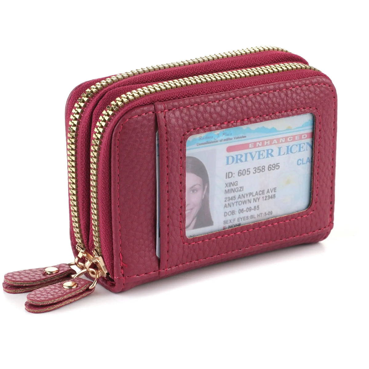 PU Leather Women's Multi-Slot Zipper Wallet Card Holder