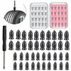 Collection d'outils de réparation de crevaisons de pneus, incluant un pneu crevé, divers outils métalliques et kits de répara