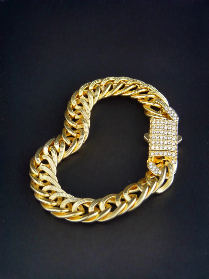 Gold-Plated Cuban Chain Jewelry Set