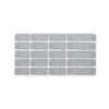 A grid of self-adhesive window screen repair patches for fixing tears and holes in screens.