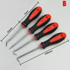 A set of four automotive pick and hook tools with black and orange handles and varying lengths.