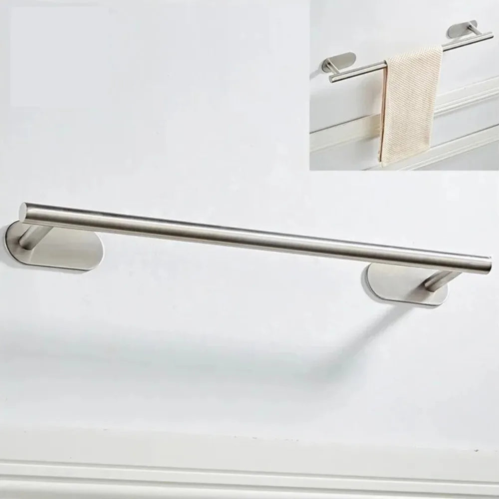 Adhesive Stainless Steel Towel Bar - No Drill Wall Mount