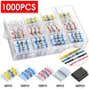 A plastic storage box containing various quantities of waterproof heat shrink solder wire connectors with tin-coated copper t