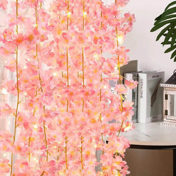Pink Cherry Blossom Fairy Lights Garland