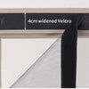 Close-up of a black magnetic screen door curtain with a 4cm widened Velcro strip on the top edge.