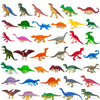 A collection of ten mini dinosaur figurines in various colors and species.
