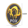 Black embroidered patch featuring a golden fox head with lightning and the word FOX in silver thread.