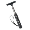 A black telescopic window cleaning squeegee with an adjustable metal handle and a black cord.