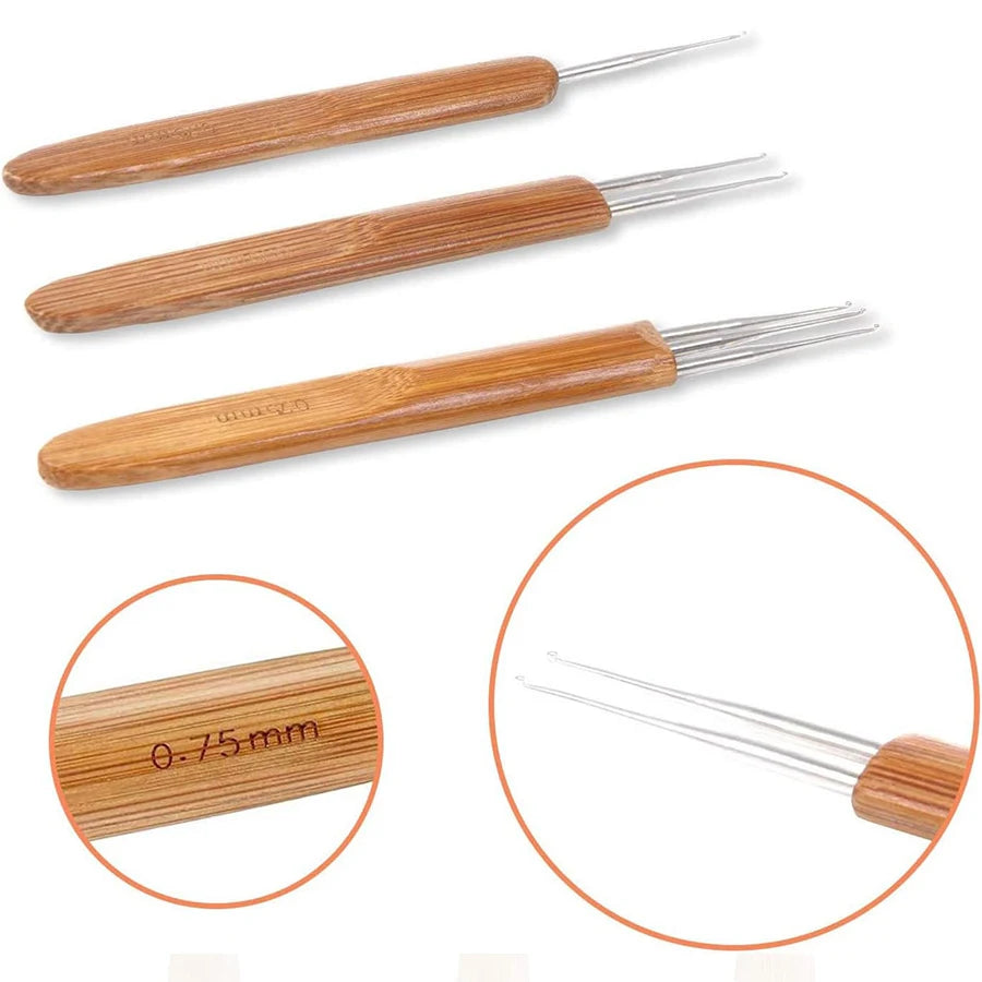Wooden Dreadlock Crochet Hooks for Hair Styling (Set of 6)