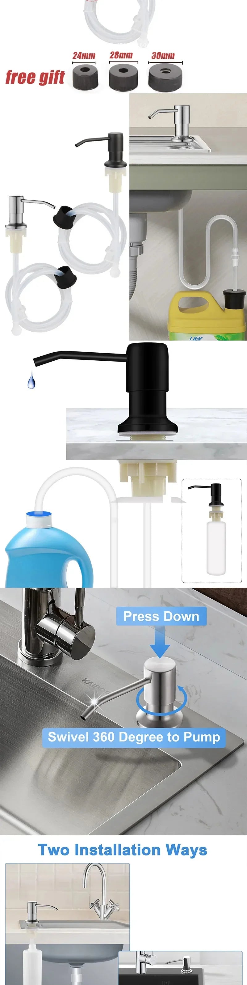 Stainless Steel Kitchen Soap Dispenser with Pump