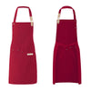 A solid red waterproof canvas chef apron with long sleeves and adjustable straps.