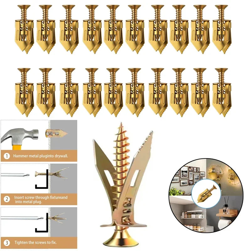 Self-Drilling Drywall Anchors Kit (25-Piece) — No Pre-Drill Needed